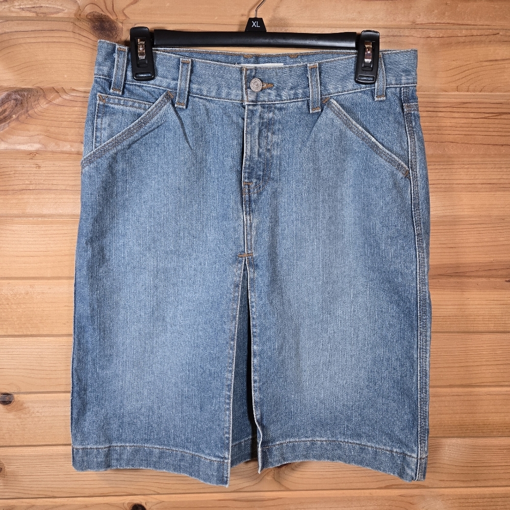 Vintage Y2K Gap Denim Skirt Womens 6 Blue Light Wash Knee Length Front Split